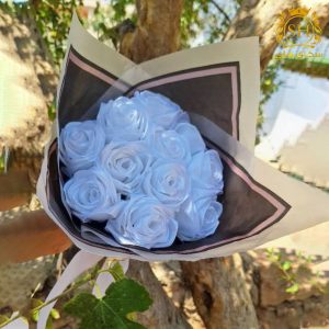 باقة ورد ساتان لون ازرق فاتح ( سماوي )
