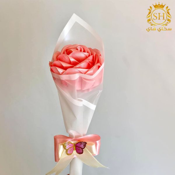 باقة ساتان وردة واحدة