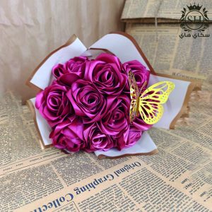 باقة ورد ساتان لون فوشي