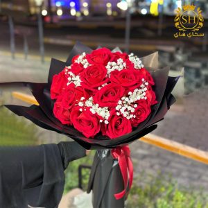 باقة ورد صناعي جوري احمر