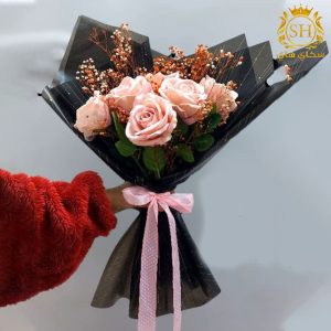 باقة ورد صناعي جوري زهري