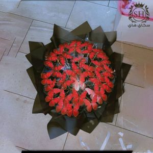 باقة فراشات بدون اضاءة لون احمر